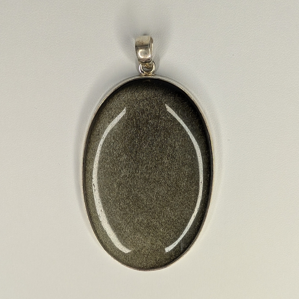 Giant Silver Sheen Obsidian S925 Sterling Silver Pendant - Picture 6 of 7